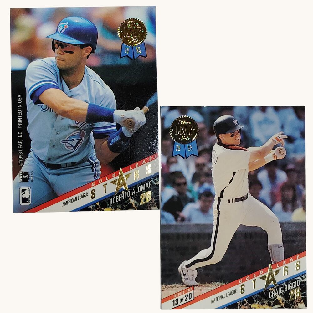1993 Leaf Gold Leaf Stars R. Alomar / C. Biggio Card #13 Toronto/Houston VG/EX